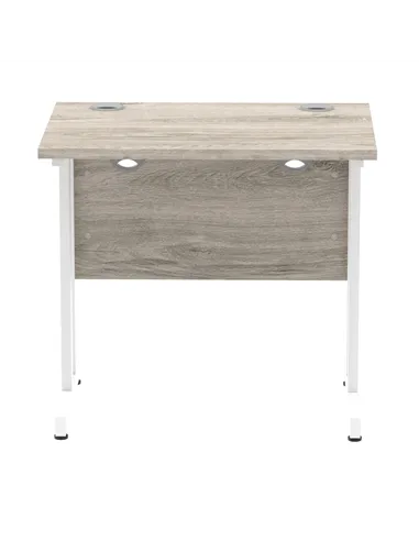 Dynamic Impulse 800 x 600mm Straight Office Desk Grey Oak Top White Cantilever Leg I003061