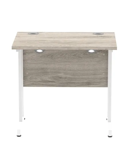 Dynamic Impulse 800 x 600mm Straight Office Desk Grey Oak Top White Cantilever Leg I003061