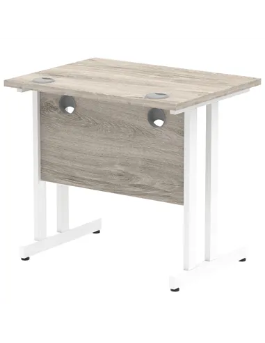 Dynamic Impulse 800 x 600mm Straight Office Desk Grey Oak Top White Cantilever Leg I003061