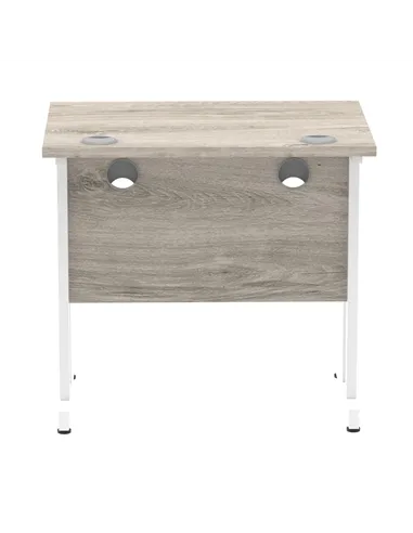Dynamic Impulse 800 x 600mm Straight Office Desk Grey Oak Top White Cantilever Leg I003061