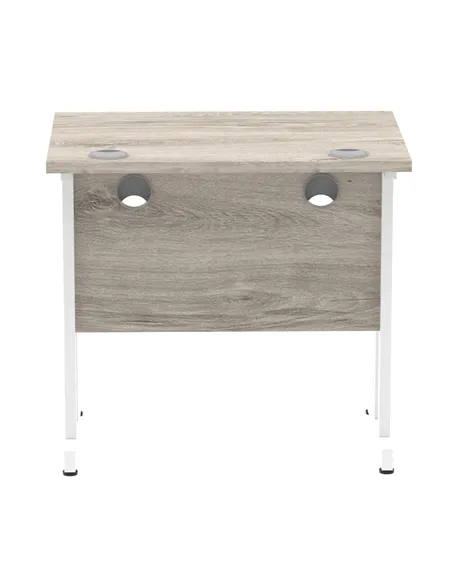 Dynamic Impulse 800 x 600mm Straight Office Desk Grey Oak Top White Cantilever Leg I003061