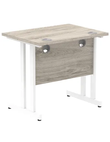 Dynamic Impulse 800 x 600mm Straight Office Desk Grey Oak Top White Cantilever Leg I003061