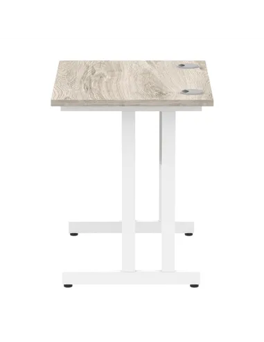 Dynamic Impulse 800 x 600mm Straight Office Desk Grey Oak Top White Cantilever Leg I003061
