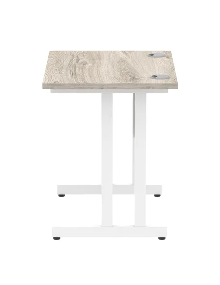 Dynamic Impulse 800 x 600mm Straight Office Desk Grey Oak Top White Cantilever Leg I003061