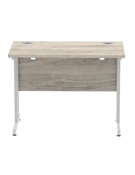 Dynamic Impulse 1000 x 600mm Straight Office Desk Grey Oak Top Silver Cantilever Leg I003063
