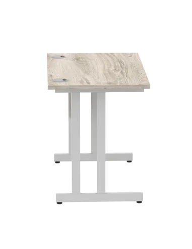 Dynamic Impulse 1000 x 600mm Straight Office Desk Grey Oak Top Silver Cantilever Leg I003063