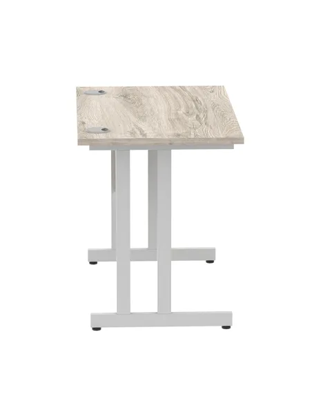 Dynamic Impulse 1000 x 600mm Straight Office Desk Grey Oak Top Silver Cantilever Leg I003063