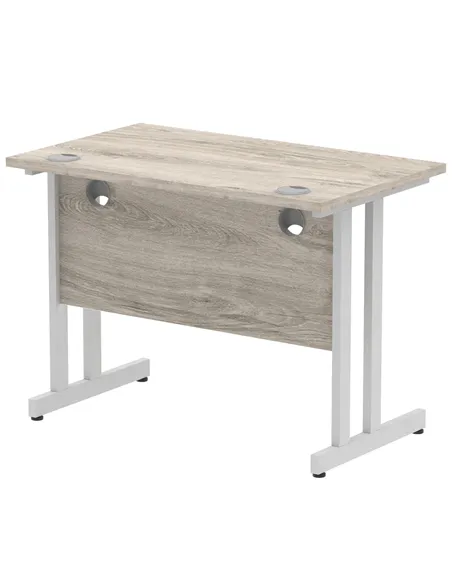 Dynamic Impulse 1000 x 600mm Straight Office Desk Grey Oak Top Silver Cantilever Leg I003063