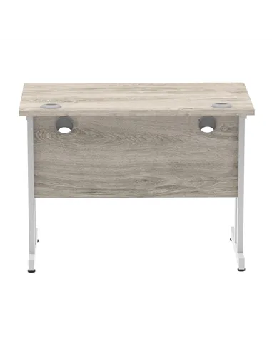 Dynamic Impulse 1000 x 600mm Straight Office Desk Grey Oak Top Silver Cantilever Leg I003063