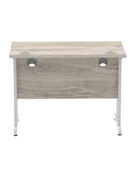 Dynamic Impulse 1000 x 600mm Straight Office Desk Grey Oak Top Silver Cantilever Leg I003063