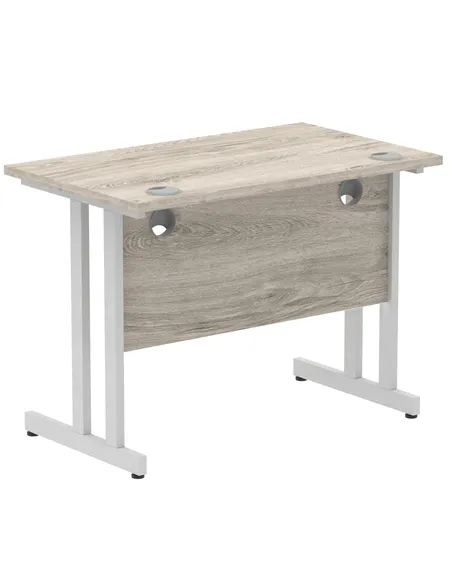 Dynamic Impulse 1000 x 600mm Straight Office Desk Grey Oak Top Silver Cantilever Leg I003063