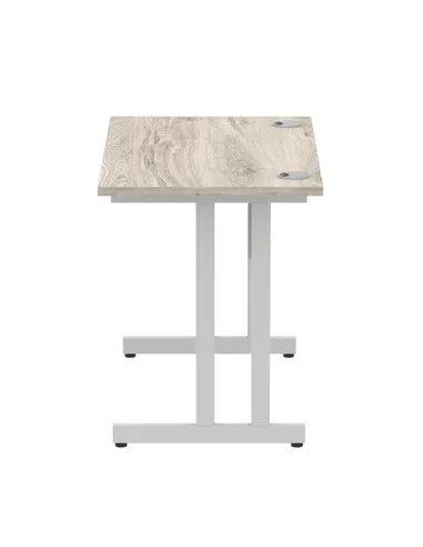 Dynamic Impulse 1000 x 600mm Straight Office Desk Grey Oak Top Silver Cantilever Leg I003063