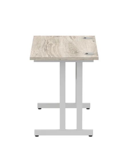 Dynamic Impulse 1000 x 600mm Straight Office Desk Grey Oak Top Silver Cantilever Leg I003063