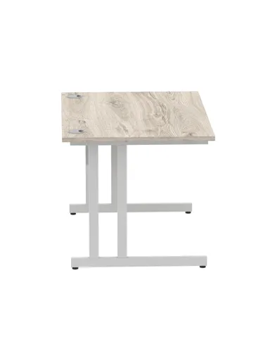 Dynamic Impulse 1200 x 800mm Straight Office Desk Grey Oak Top Silver Cantilever Leg I003066