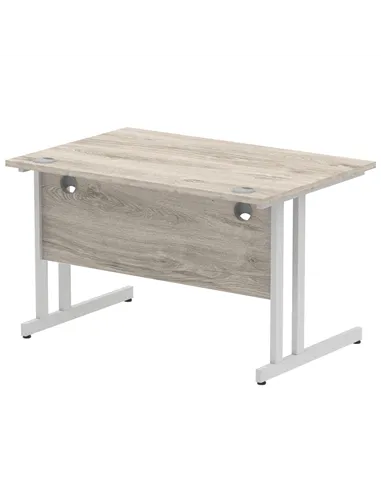 Dynamic Impulse 1200 x 800mm Straight Office Desk Grey Oak Top Silver Cantilever Leg I003066