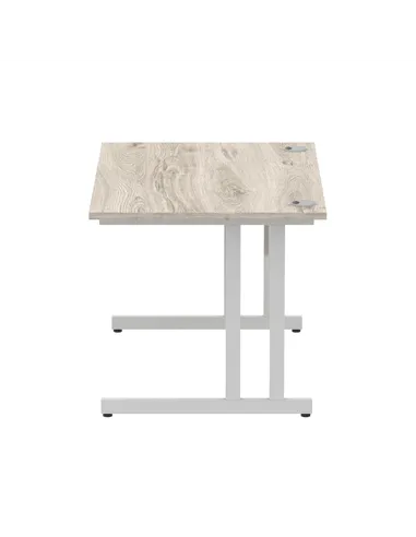 Dynamic Impulse 1200 x 800mm Straight Office Desk Grey Oak Top Silver Cantilever Leg I003066