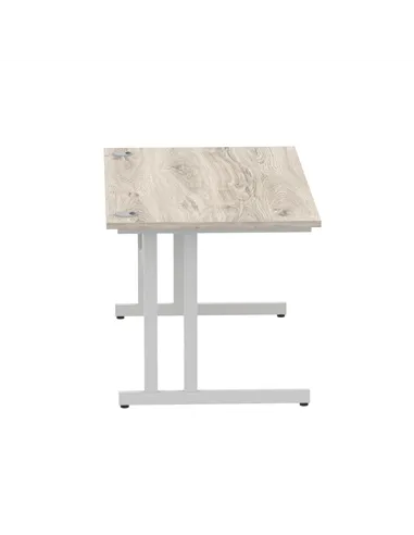 Dynamic Impulse 1400 x 800mm Straight Office Desk Grey Oak Top Silver Cantilever Leg I003070