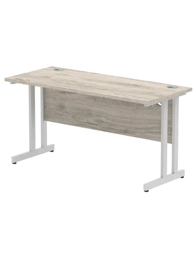 Dynamic Impulse 1400 x 600mm Straight Office Desk Grey Oak Top Silver Cantilever Leg I003071