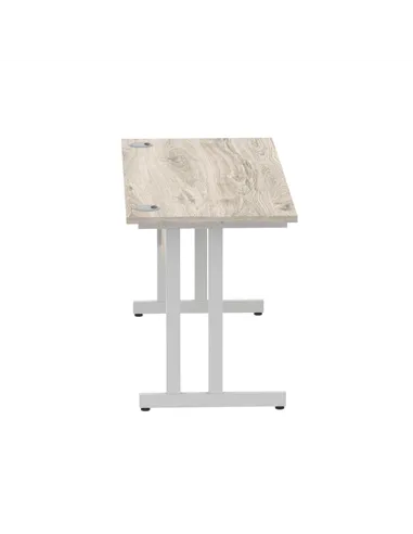 Dynamic Impulse 1400 x 600mm Straight Office Desk Grey Oak Top Silver Cantilever Leg I003071