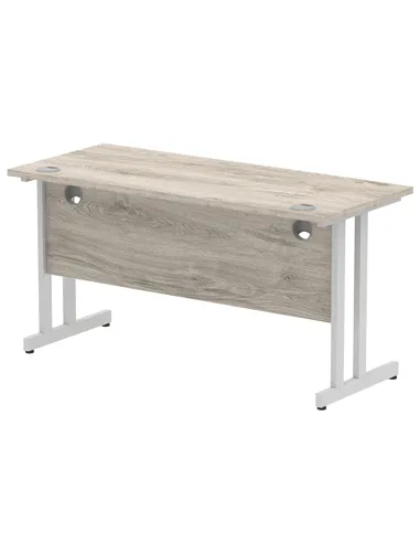 Dynamic Impulse 1400 x 600mm Straight Office Desk Grey Oak Top Silver Cantilever Leg I003071
