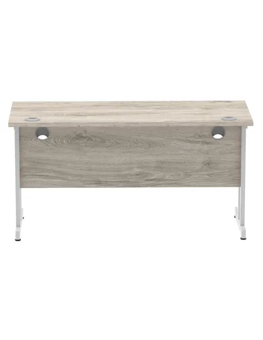 Dynamic Impulse 1400 x 600mm Straight Office Desk Grey Oak Top Silver Cantilever Leg I003071