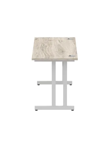 Dynamic Impulse 1400 x 600mm Straight Office Desk Grey Oak Top Silver Cantilever Leg I003071