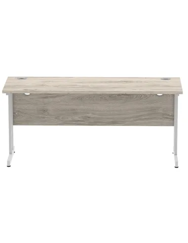 Dynamic Impulse 1600 x 600mm Straight Office Desk Grey Oak Top Silver Cantilever Leg I003075