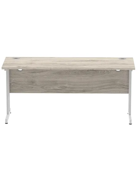 Dynamic Impulse 1600 x 600mm Straight Office Desk Grey Oak Top Silver Cantilever Leg I003075