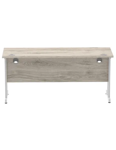 Dynamic Impulse 1600 x 600mm Straight Office Desk Grey Oak Top Silver Cantilever Leg I003075