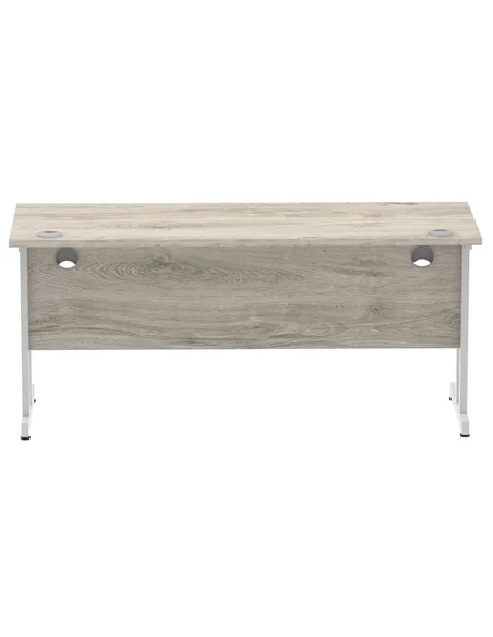 Dynamic Impulse 1600 x 600mm Straight Office Desk Grey Oak Top Silver Cantilever Leg I003075