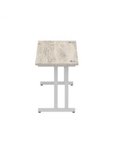 Dynamic Impulse 1600 x 600mm Straight Office Desk Grey Oak Top Silver Cantilever Leg I003075