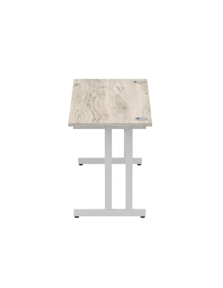 Dynamic Impulse 1600 x 600mm Straight Office Desk Grey Oak Top Silver Cantilever Leg I003075