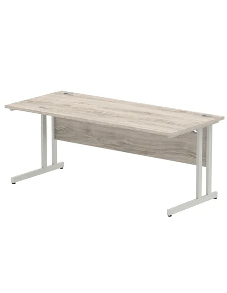 Dynamic Impulse 1800 x 800mm Straight Office Desk Grey Oak Top Silver Cantilever Leg I003078