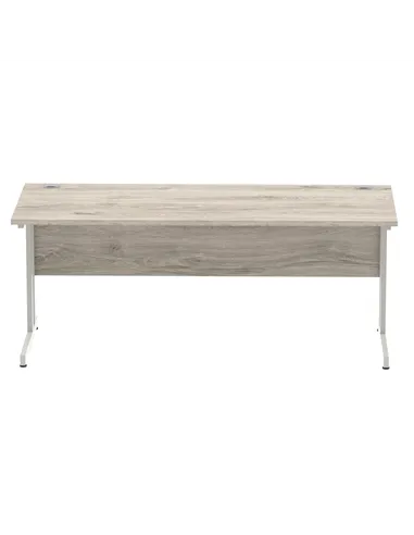 Dynamic Impulse 1800 x 800mm Straight Office Desk Grey Oak Top Silver Cantilever Leg I003078