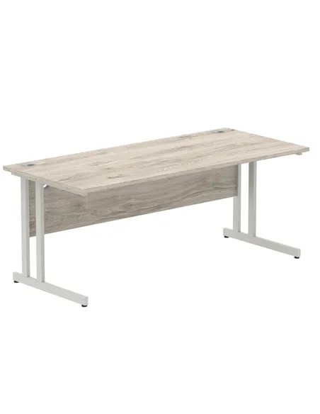 Dynamic Impulse 1800 x 800mm Straight Office Desk Grey Oak Top Silver Cantilever Leg I003078