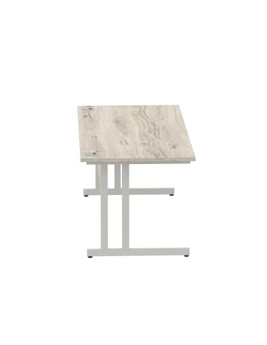 Dynamic Impulse 1800 x 800mm Straight Office Desk Grey Oak Top Silver Cantilever Leg I003078