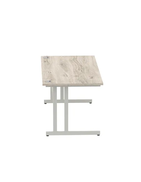 Dynamic Impulse 1800 x 800mm Straight Office Desk Grey Oak Top Silver Cantilever Leg I003078