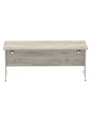 Dynamic Impulse 1800 x 800mm Straight Office Desk Grey Oak Top Silver Cantilever Leg I003078