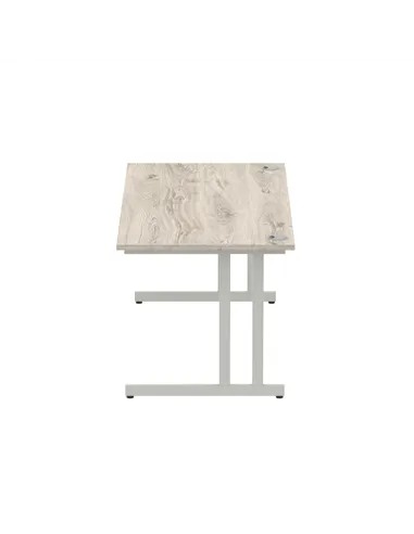 Dynamic Impulse 1800 x 800mm Straight Office Desk Grey Oak Top Silver Cantilever Leg I003078