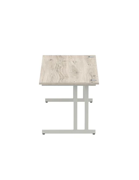 Dynamic Impulse 1800 x 800mm Straight Office Desk Grey Oak Top Silver Cantilever Leg I003078