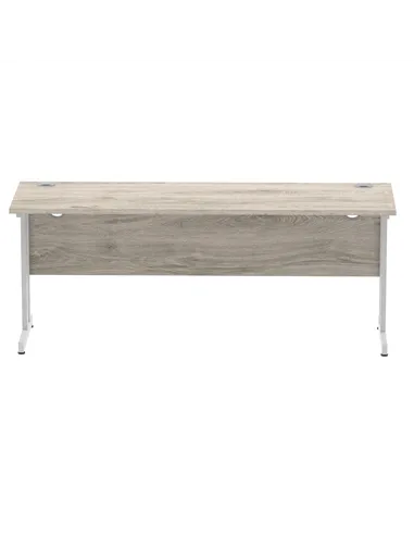 Dynamic Impulse 1800 x 600mm Straight Office Desk Grey Oak Top Silver Cantilever Leg I003079