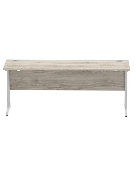 Dynamic Impulse 1800 x 600mm Straight Office Desk Grey Oak Top Silver Cantilever Leg I003079
