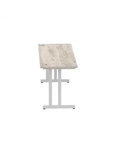 Dynamic Impulse 1800 x 600mm Straight Office Desk Grey Oak Top Silver Cantilever Leg I003079