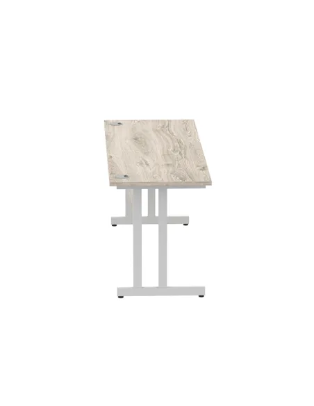 Dynamic Impulse 1800 x 600mm Straight Office Desk Grey Oak Top Silver Cantilever Leg I003079
