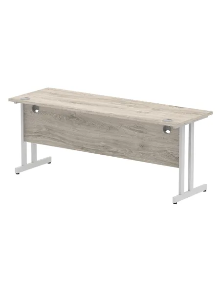 Dynamic Impulse 1800 x 600mm Straight Office Desk Grey Oak Top Silver Cantilever Leg I003079