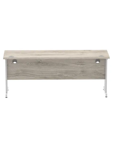 Dynamic Impulse 1800 x 600mm Straight Office Desk Grey Oak Top Silver Cantilever Leg I003079