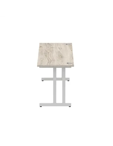 Dynamic Impulse 1800 x 600mm Straight Office Desk Grey Oak Top Silver Cantilever Leg I003079