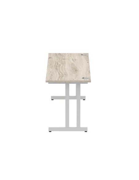 Dynamic Impulse 1800 x 600mm Straight Office Desk Grey Oak Top Silver Cantilever Leg I003079
