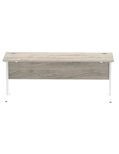 Dynamic Impulse 1800 x 600mm Straight Office Desk Grey Oak Top White Cantilever Leg I003080