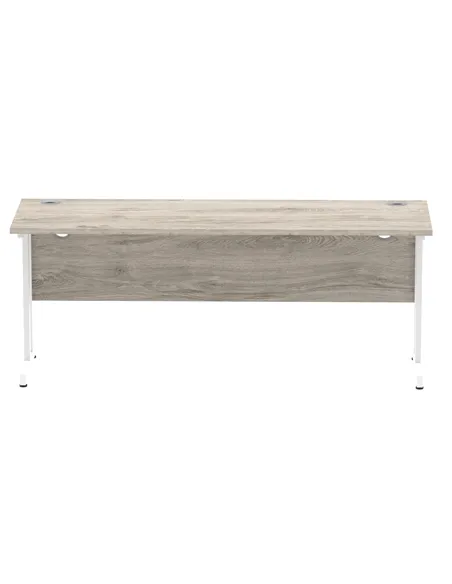 Dynamic Impulse 1800 x 600mm Straight Office Desk Grey Oak Top White Cantilever Leg I003080